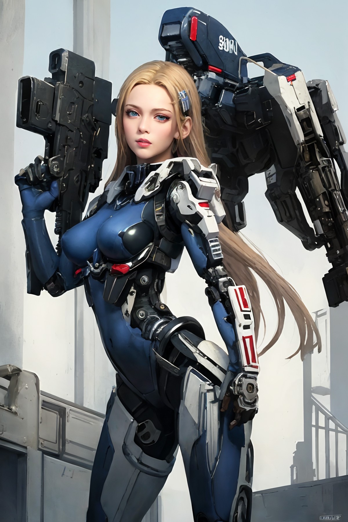 best quality, (masterpiece:1.5),(ultra-detailed), (high quality:1.3), (high resolution),(exoskeleton:1.2), 1girl,science f...